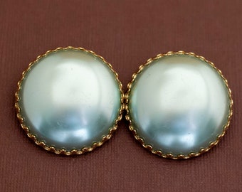 Vintage Light Teal Circles Victorian Clip On Earrings - U7