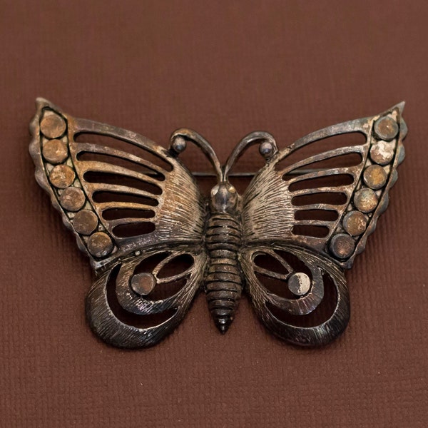 Vintage Art Nouveau Intricate Moth Elven Brooch - U20