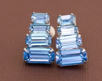 Vintage Art Deco Lovely Sapphires Screwback Earrings by Coro - U17