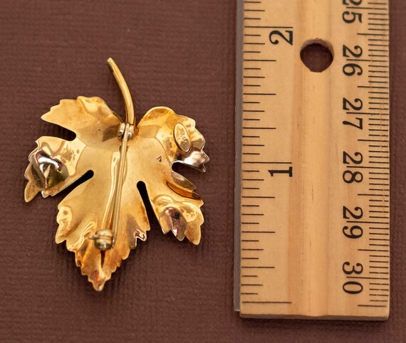 Vintage Art Nouveau Gold Filled Maple Leaf Brooch… - image 2