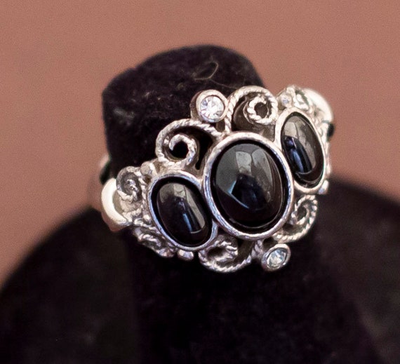 Vintage Gothic Fantasy Silver Tone Ring Size 5, A… - image 2