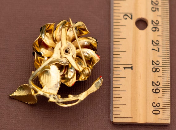 Red Ribbon Broche Vintage Red Rose Ribbons Art Nouveau Brooch - U16 - Gem