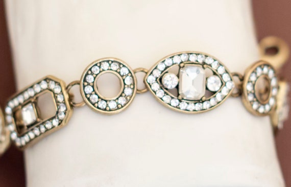 Vintage Victorian Eye Geometric Gold Tone Bracele… - image 2