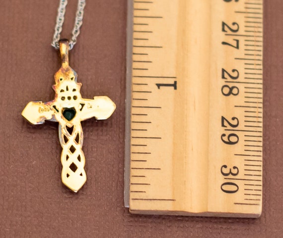 Vintage Sterling Silver Religious Cross Gold Tone… - image 5