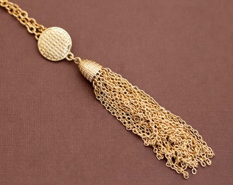 Vintage Multi Dangling Chains Gold Tone Tassel Collier 26 pouces - U14