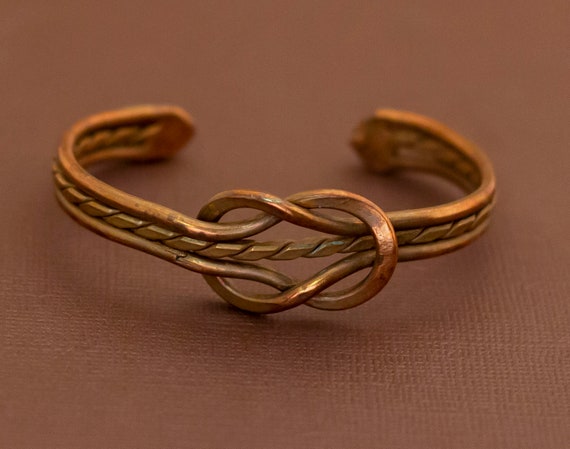 Vintage Art Nouveau Elven Copper Tone Cuff Bracel… - image 2
