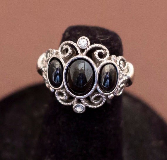 Vintage Gothic Fantasy Silver Tone Ring Size 5, A… - image 1
