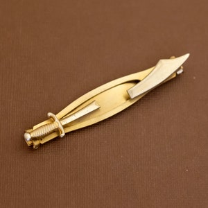 Vintage Gold Tone Falchion Sword Relic Tie Clip - U22