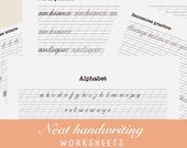 Printable Neat Handwriting Practice: Alphabet, Words, Sentences (PDF)