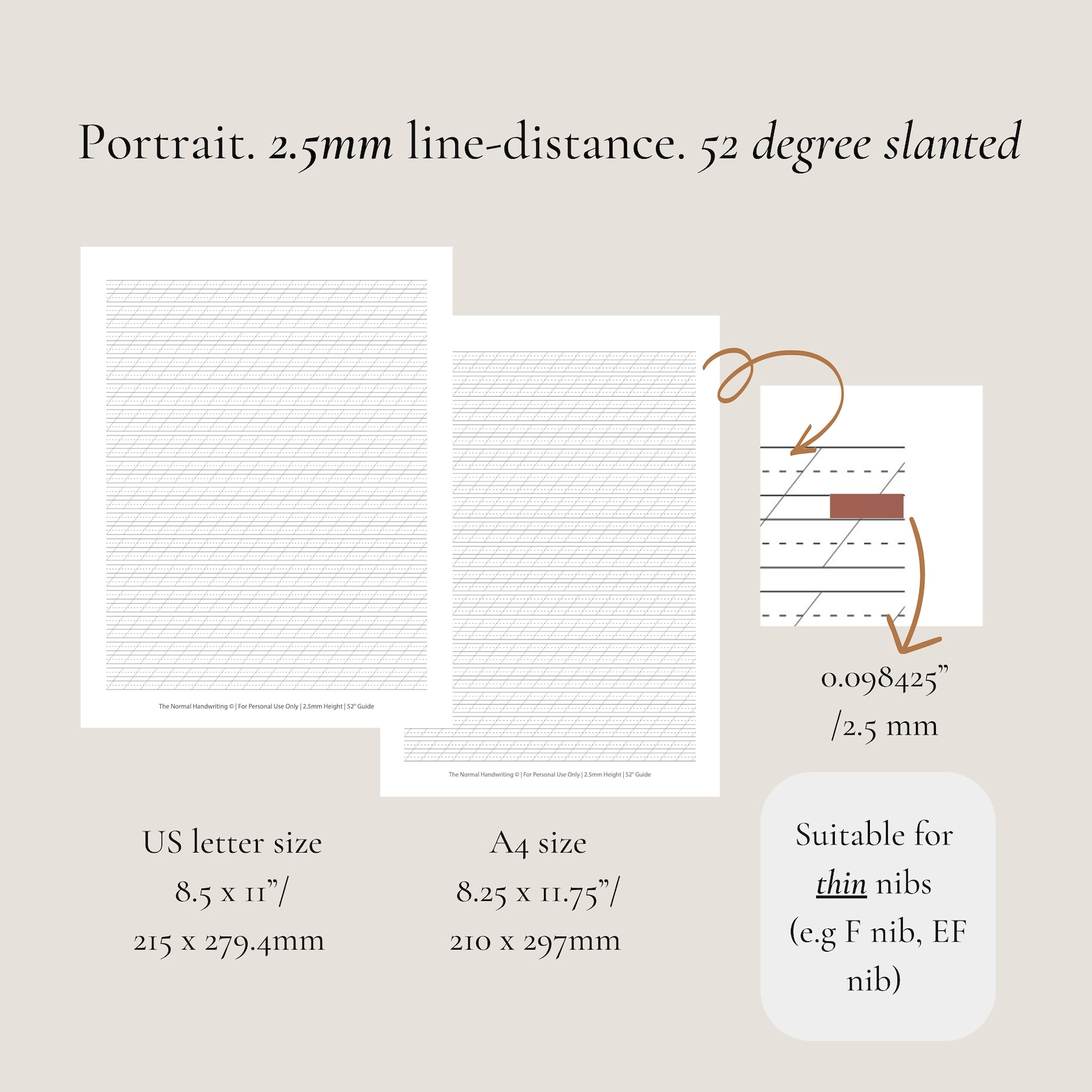 Printable Blank Handwriting Practice Sheet for Spencerian Script/ Handwriting Guide/ Calligraphy ...