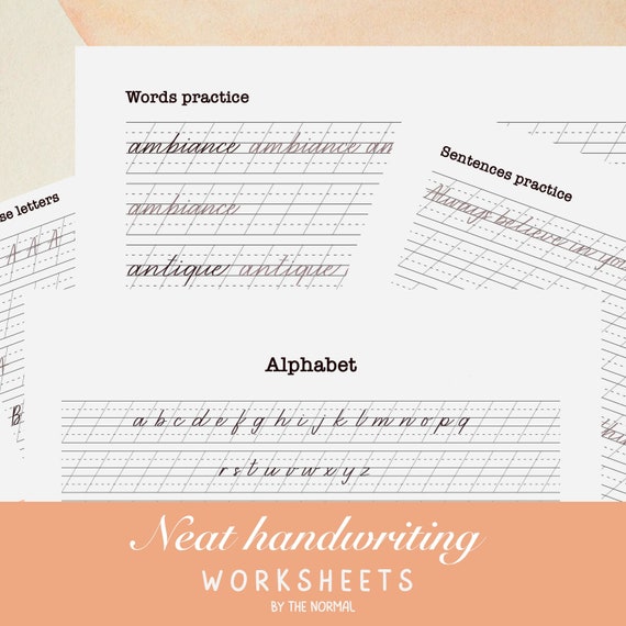 Printable Neat Handwriting Practice: Alphabet, Words, Sentences (PDF)