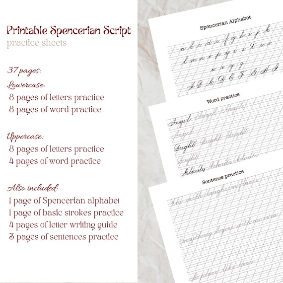 Spencerian Script Practice Sheets