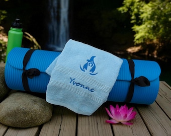 Personalised Yoga Bath Towel: Embroidered Fitness Gift