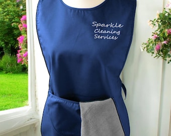 Personalised Royal Blue Tabard | Embroidered Workwear Apron with Pocket