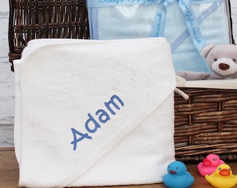 Personalised Hooded Baby Towel: Embroidered Named Gift
