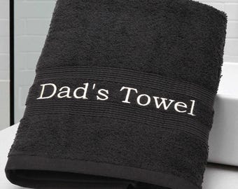 Personalised XL Bath Sheet: Embroidered Cotton Towel Choice of Colour, Father's Day Gift