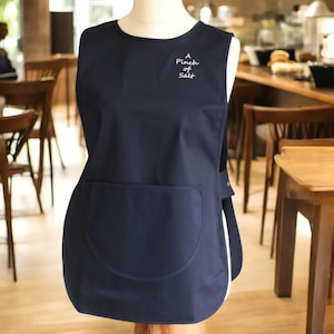 Avental tipo tabardo azul-marinho personalizado: Roupa de trabalho bordada, Salão de Beleza, Catering