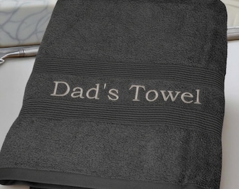 Personalised XL Bath Sheet: Embroidered Cotton Towel Choice of Colour, Father's Day Gift