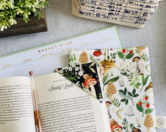 Mushroom Book & eReader Sleeves - Various | Padded Fabric Book Protector, Cottagecore, Forest, Kindle / Kobo Case