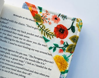 Fabric Corner Bookmarks | Book Lover Gift, Teacher Gift, Valentine’s, Bookish, Bookworm, Page Marker, Floral, Tartan