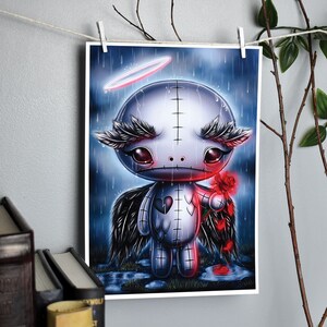 Raven &#39;The Fallen&#39; Fine Art Print | Gothic Home | Alternative Decor | Cute Spooky Art