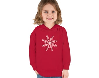 Toddler Pullover Fleece Hoodie Pink Snowflake