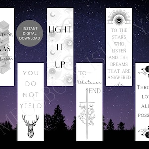 Sarah J Maas Themed Bookmark Set - ACOTAR, Throne of Glass & Crescent City / HOEAB / HOSAB - Printable Digital Instant Download