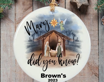 Mary did you Know Christmas Ornament, Keepsake Ornament, 3" round ceramic ornament