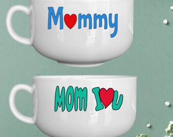 Mother's Day Personalized Gift, customize BIG Bowls, 32 oz with Handle