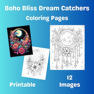 Druckbare Malseiten, schöne Boho Bliss Traumfänger für Erwachsene, Teen, Tweens