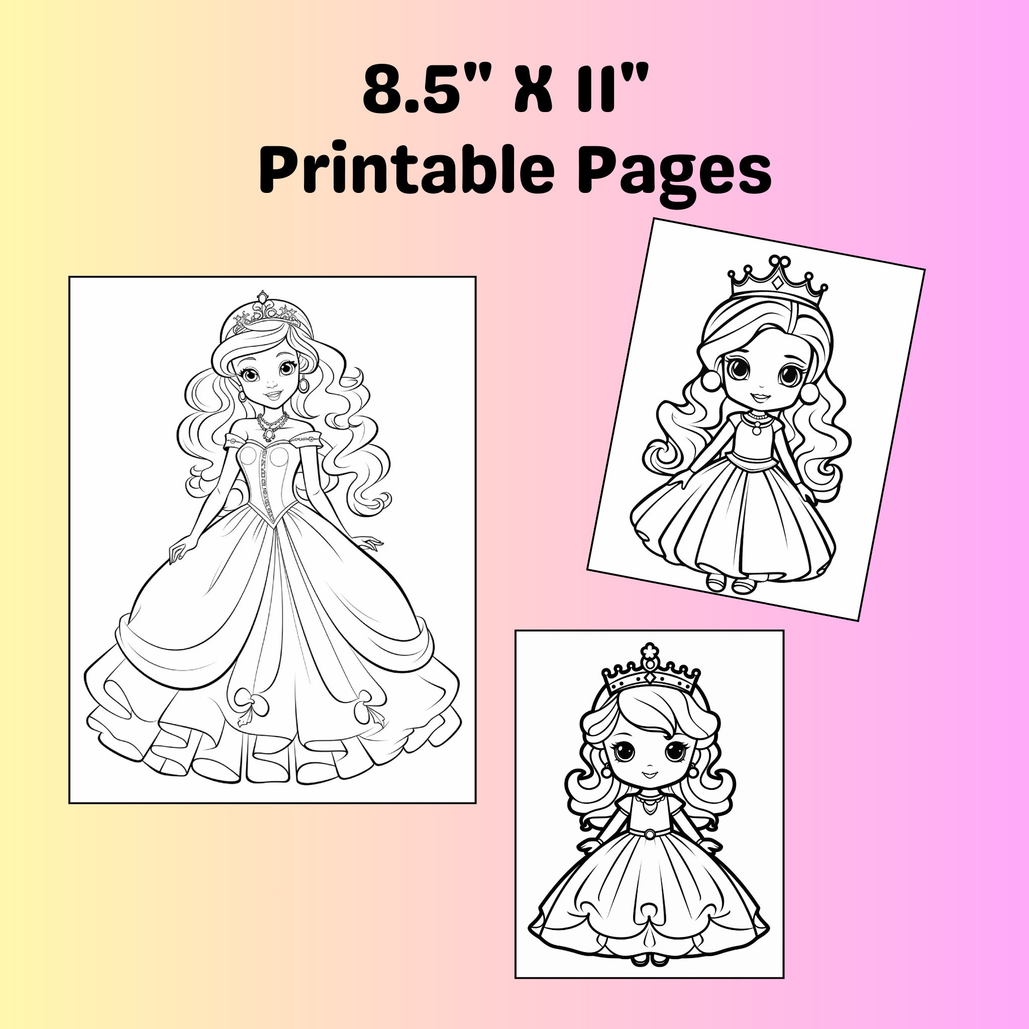 Enchanted Princess Coloring Pages, Jumbo, 45 Designs, Printable - Etsy