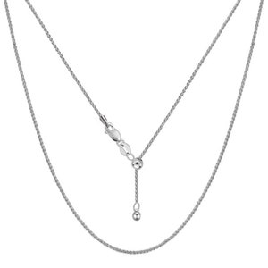 Italian Solid 925 Sterling Silver Adjustable Wheat Link Chain Italian Made Adjustable Necklace