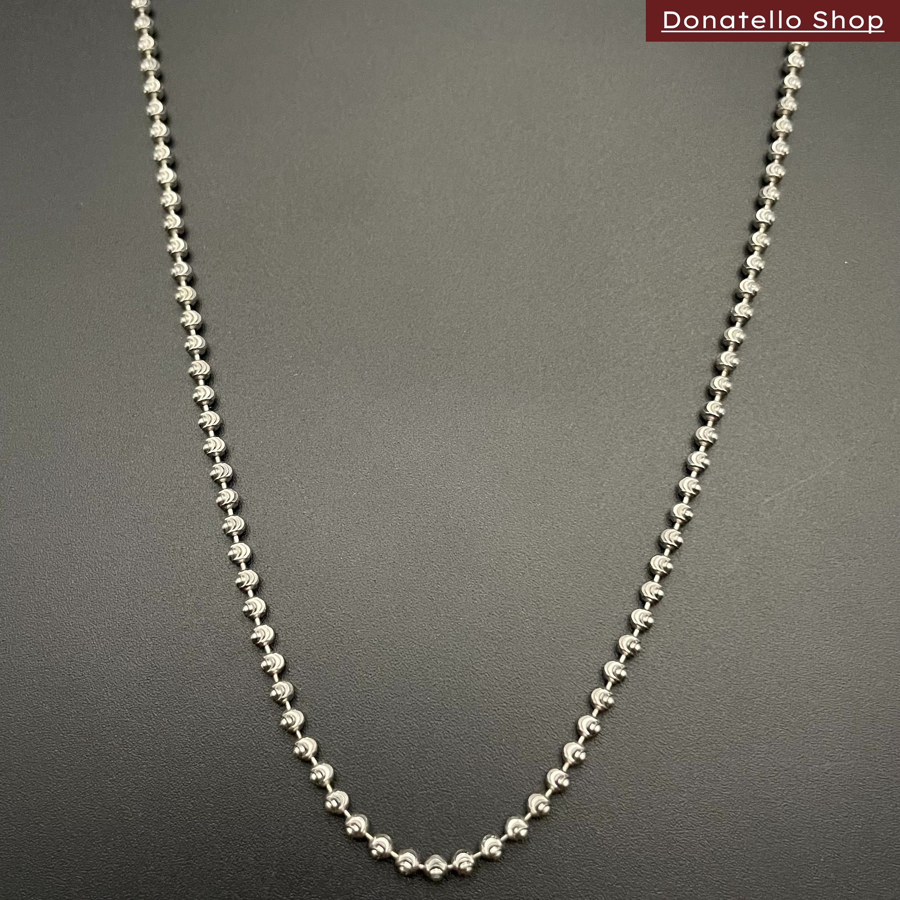 Solid 925 Sterling Silver Ball Bead Chain Necklace, Chains for Men, Women's  Necklace for Charms, Mens Women Chain Necklace 