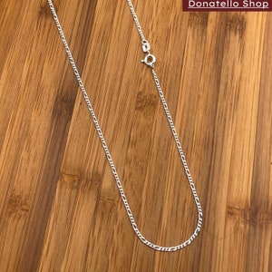 Italian 925 Solid Sterling Silver Figaro Chain Necklace Unisex 1.2MM