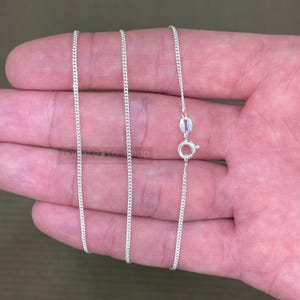 Solid 925 Sterling Silver Cuban Link Chain Necklace 1.2MM Curb Chain