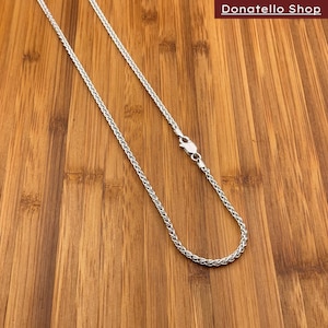 Italian 925 Solid Sterling Silver Spiga Chain Necklace Unisex 2.5MM