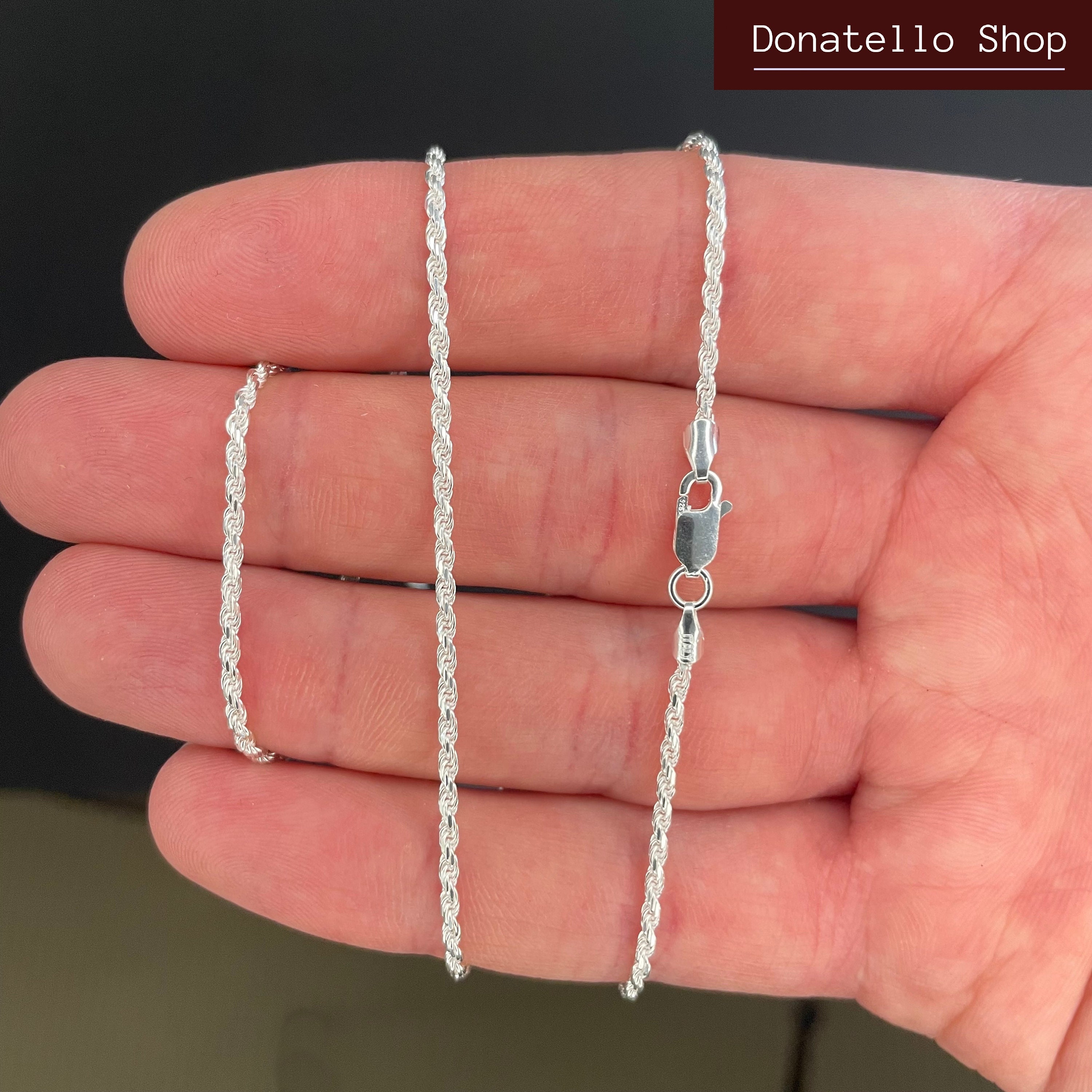 1.2mm Real 925 Sterling Silver Foxtail Chain Necklace - 14-26 Inch (Unisex, Stamped) - View #2