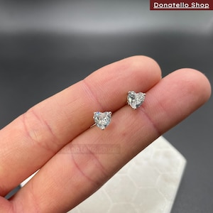 Sterling Silber Herz Cut Ohrstecker, Herz 925 Sterling Silber Ohrringe UNISEX