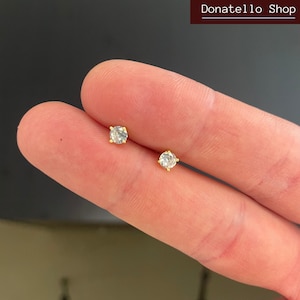 Elegant 14k Gold Plated Sterling Silver Round CZ Studs - Available in 5 Sizes