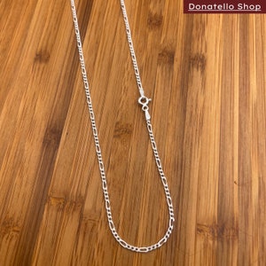 Italian 925 Solid Sterling Silver Figaro Chain Necklace Unisex 1.8MM