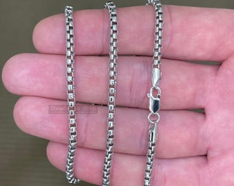 Italian Sterling Silver 4mm Round box Link Chain Necklace Men Women UNISEX 925 Silver