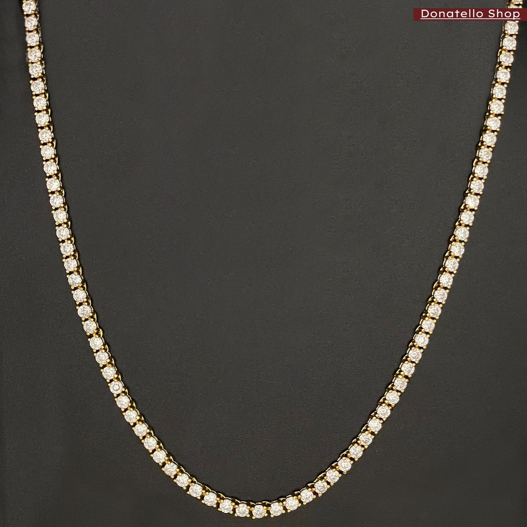 18K Yellow Gold Plated Cubic Zirconia Tennis Necklace High Quality