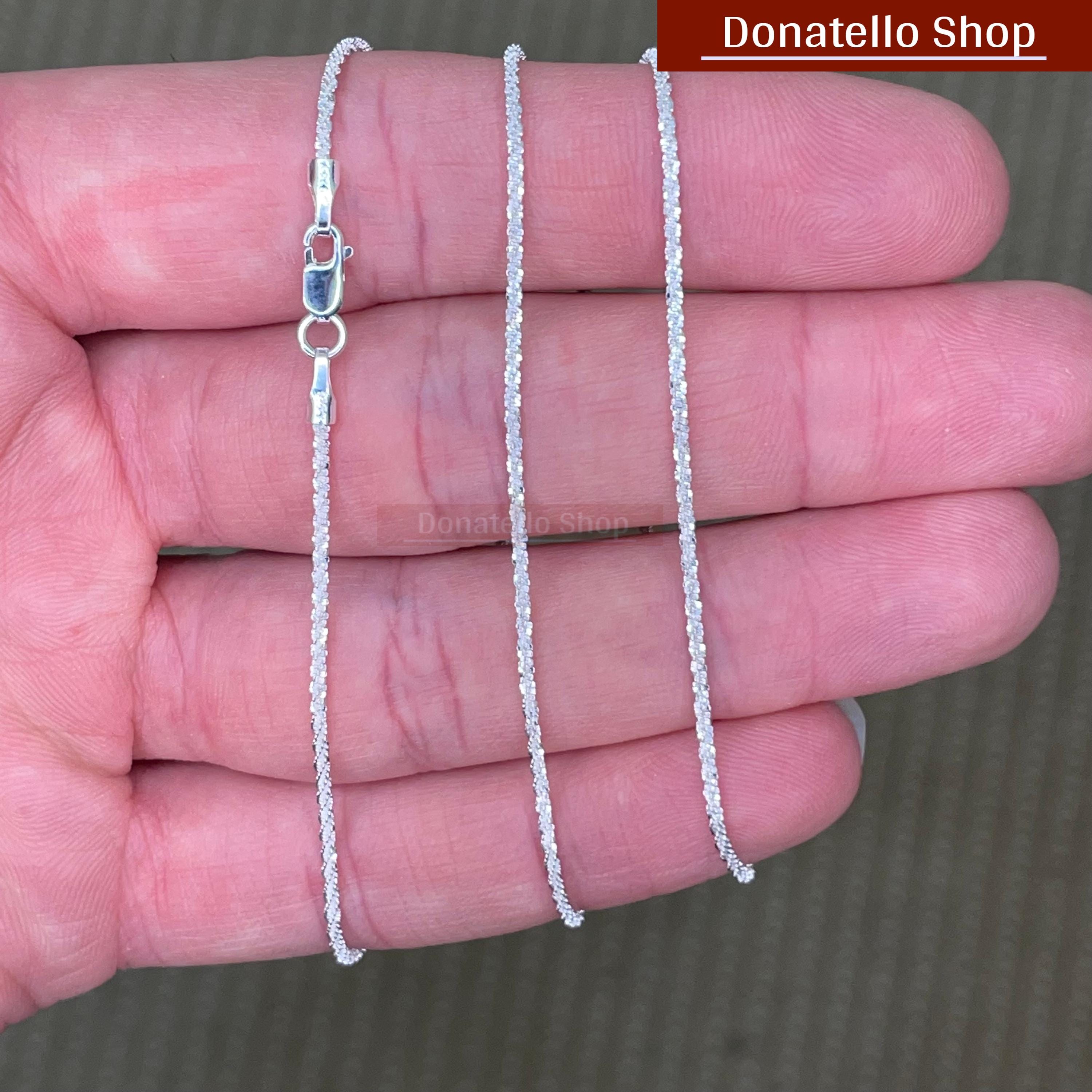 Sterling Silver 925 1.4mm Sparkle Chain Necklace Men Women UNISEX 