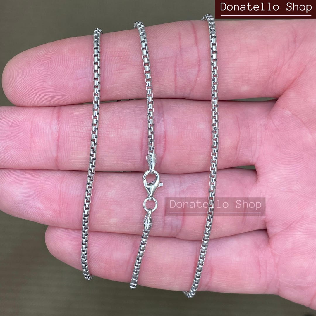 Italian Sterling Silver 925 2mm Round Box Link Chain Necklace Men Women ...