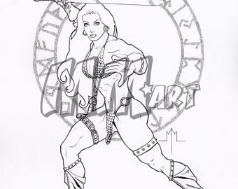 Commission A Pen and Ink Sketch by Pin-up/ Fantasy Artist Michael McDaniel