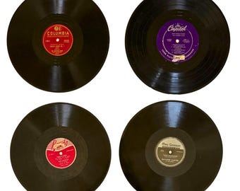 Lote de discos de vinilo antiguos de 78 RPM: Órgano, Ragtime, Música de banda militar (años 30-40)
