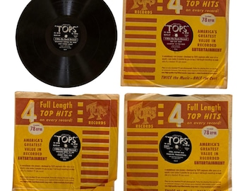 Lote de discos de vinilo vintage Western Swing de 78 RPM TOPS Cowboy Music 1950 Memorabilia
