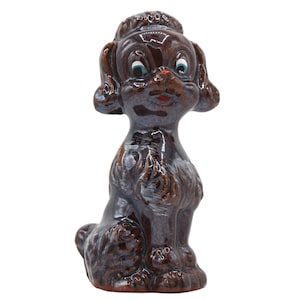 Vintage Japanese Ceramic Redware Poodle Figurine: Hand Painted | Brown Poodle | Glossy Glaze | Perfect Collectible of Poodle Lovers!