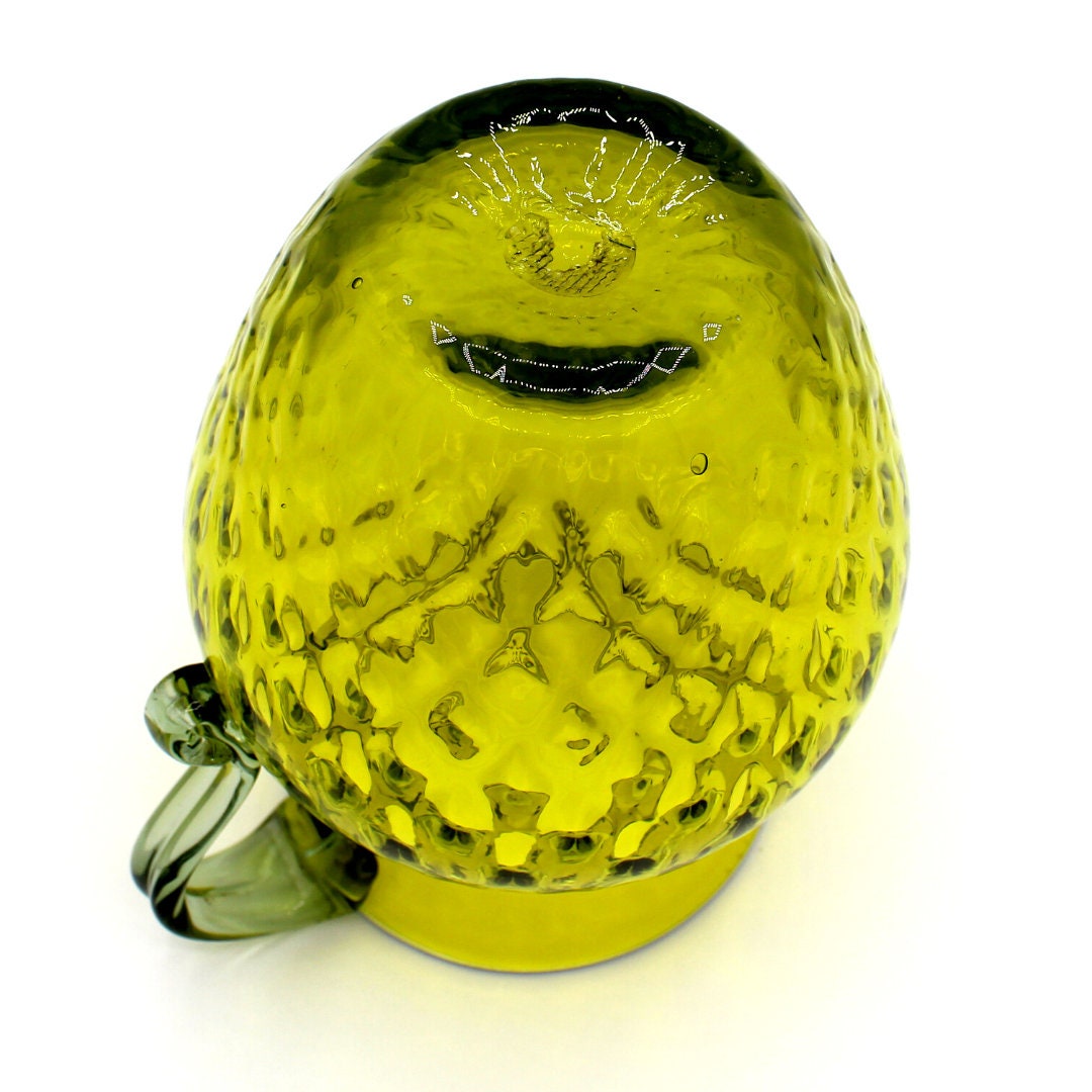 Vintage 1960s Pilgrim Green Diamond Optic Glass Pitcher Decanter: Mid ...