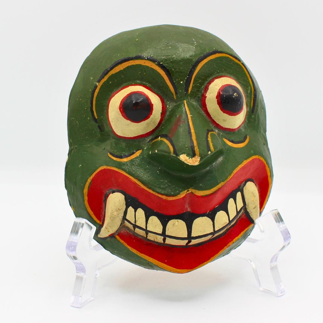Vintage Carved Wood Kapala Mask:  Hand Painted | Spiritual Healing | Cultural Folk Art | Tribal Island | Tiki Bar Decor | Wall Hanging